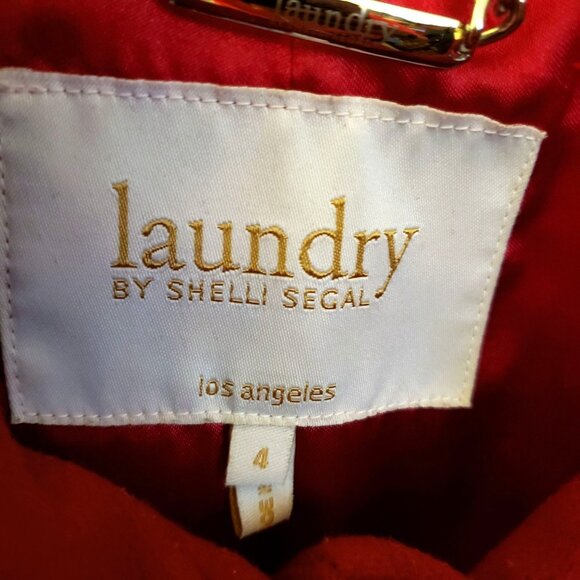 Vintage Laundry by Shelli Segal Red Military Style 80% Wool Midi Coat Size 4 GUC - Picture 8 of 9